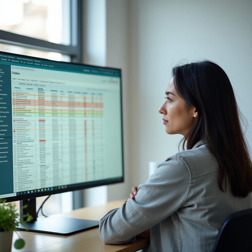 Content audit spreadsheet showing page URLs, traffic data, and status columns organized for review